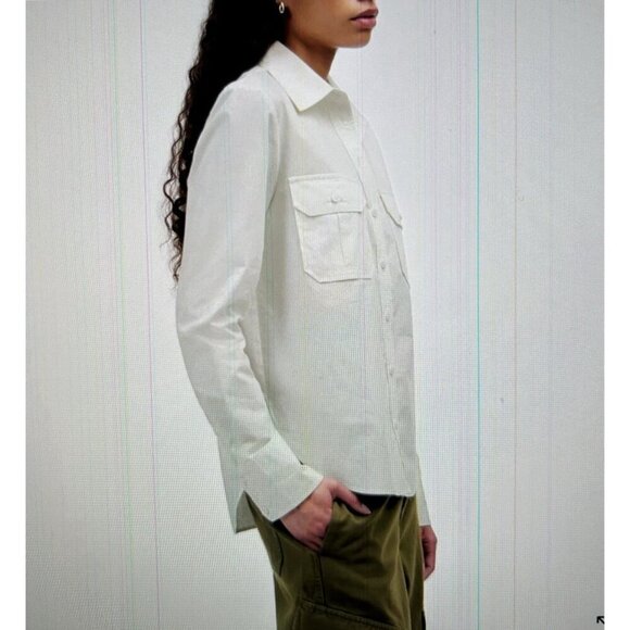 Madewell $88 Poplin Utility-Pocket Button-Up Shirt, White Size 4 NU471 - Picture 3 of 15